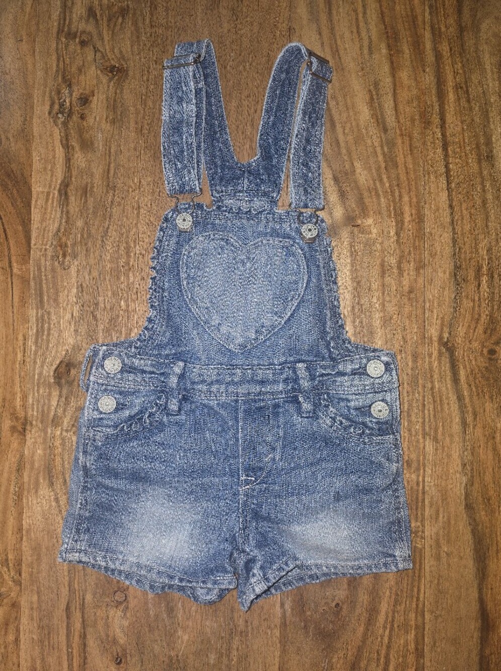 H&M Denim Heart Short Overalls for Kids Size: 6/7